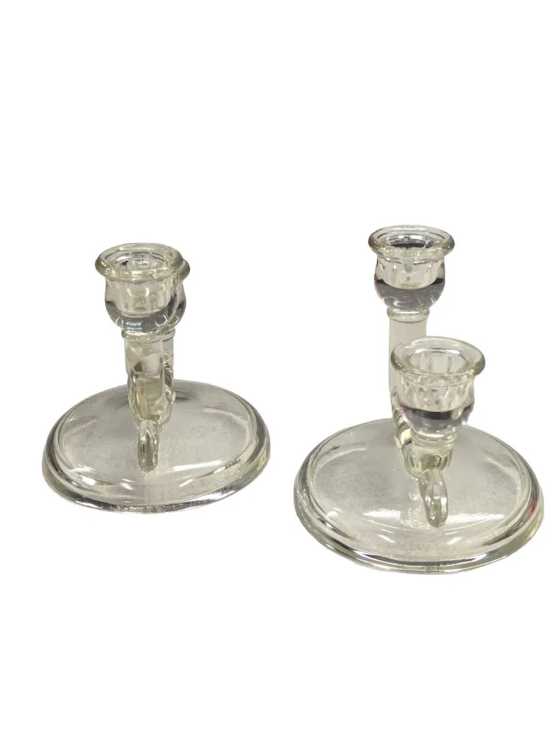 2 Jeannette Clear Glass Double Candle Holder