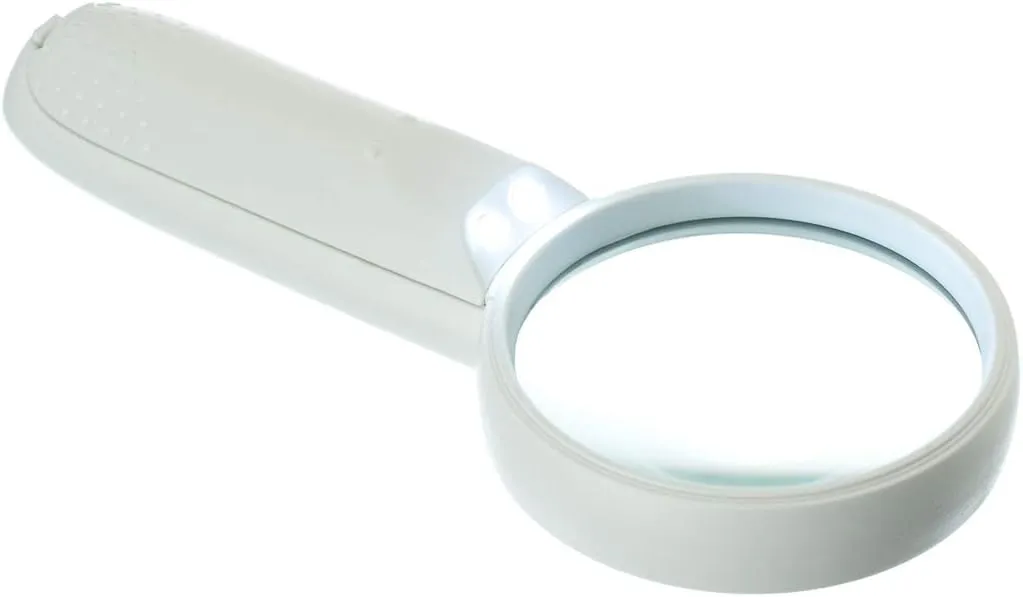 2.5" Diameter Handheld Illuminated Magnifying Glass with 2 LEDs, 3X Magnification Power