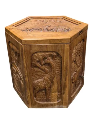 African Hand Carved Storage/Ottoman