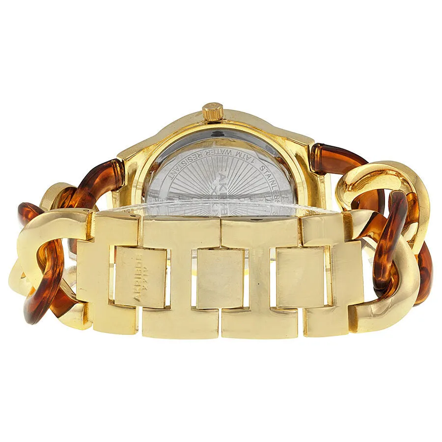 Akribos XxivGMT Multi-Function Tortoise Resin and Gold-Tone Ladies Watch AK562YG