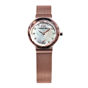 ARIES GOLD ENCHANT JEWEL ROSE GOLD STAINLESS STEEL L 5026 RD-MOP MESH STRAP WOMEN'S WATCH