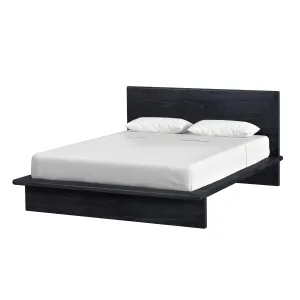 Halmstad Wood Platform Queen Bed in Black  5770432