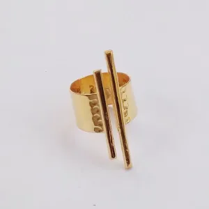 Hammered 18K Gold Plated Adjustable Ring