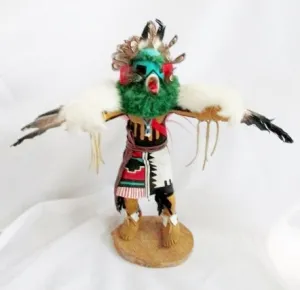 Handmade 14" KACHINA DOLL NATIVE AMERICAN Indian EAGLE DANCER Feather Shell