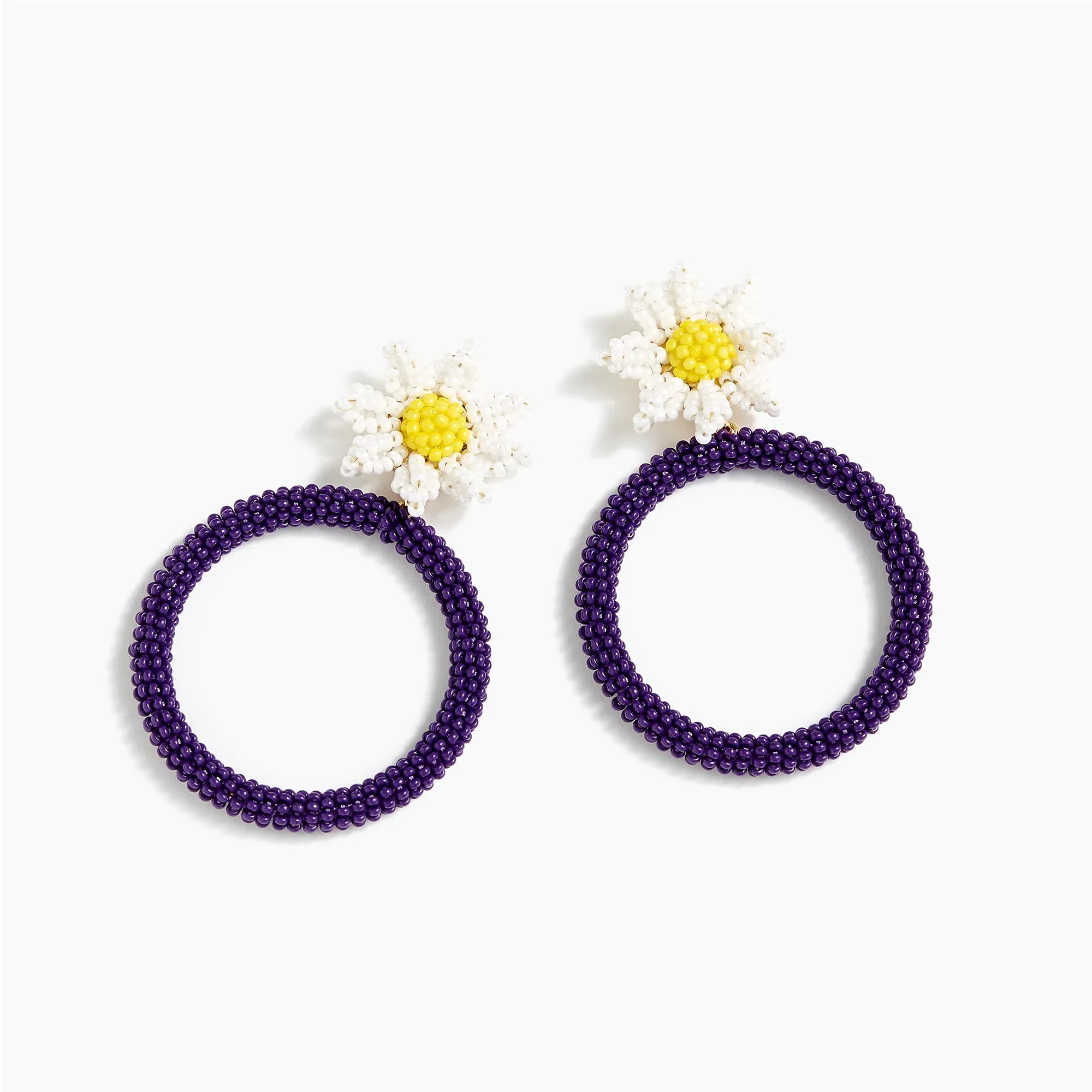 J.crew Alison Lou X J.Crew beaded daisy drop-hoop