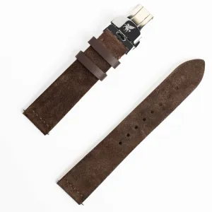 LS.04 Hazel Brown Italian Suede Leather Strap w/ Butterfly Buckle