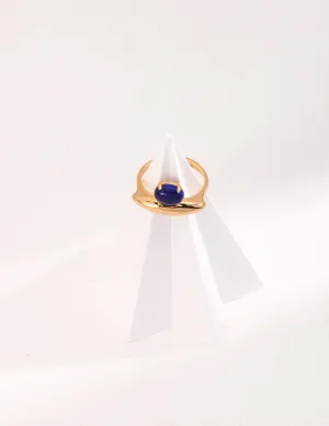 Minimalist Sterling Silver Lapis Lazuli Ring