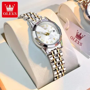 OLEVS women's Stainless Steel Luxury Quartz Watch | Sleek Design with Push Button Clasp and 3Bar Water Resistance