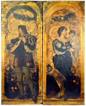 Original Art Nouveau panels painted on leather.