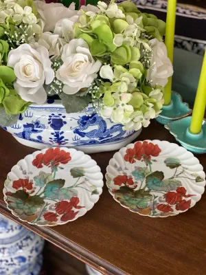 Pair of Vintage/Antique Geranium Plates