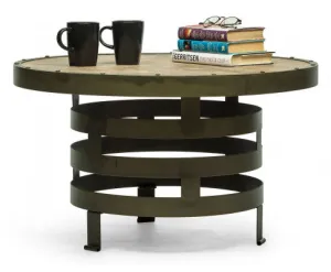 Retro Style Spiral Round Coffee Table with Wood Top