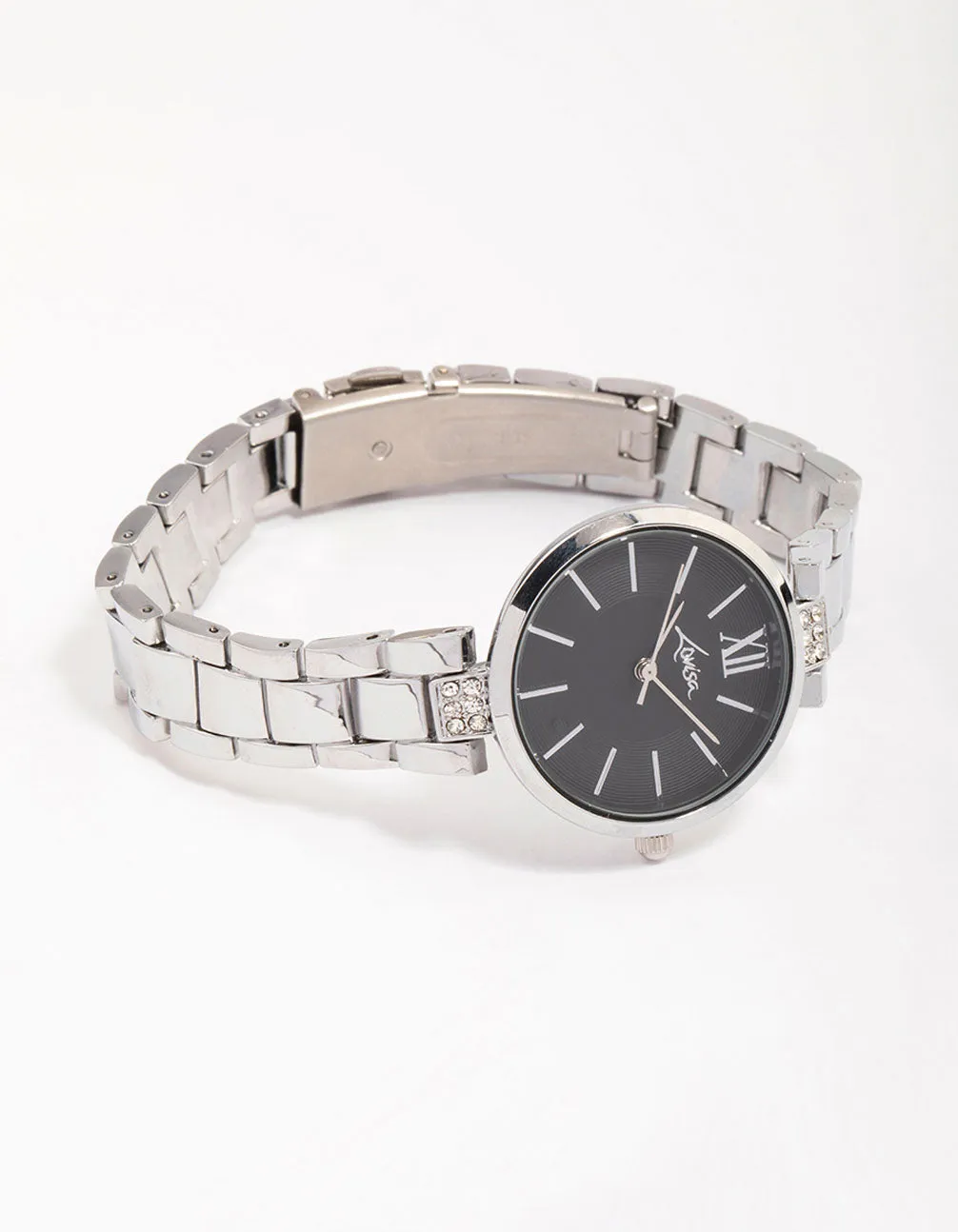 Silver Double Row Diamante Watch