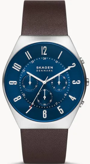 SKG Watch Grenen Chronograph Espresso Leather Mens