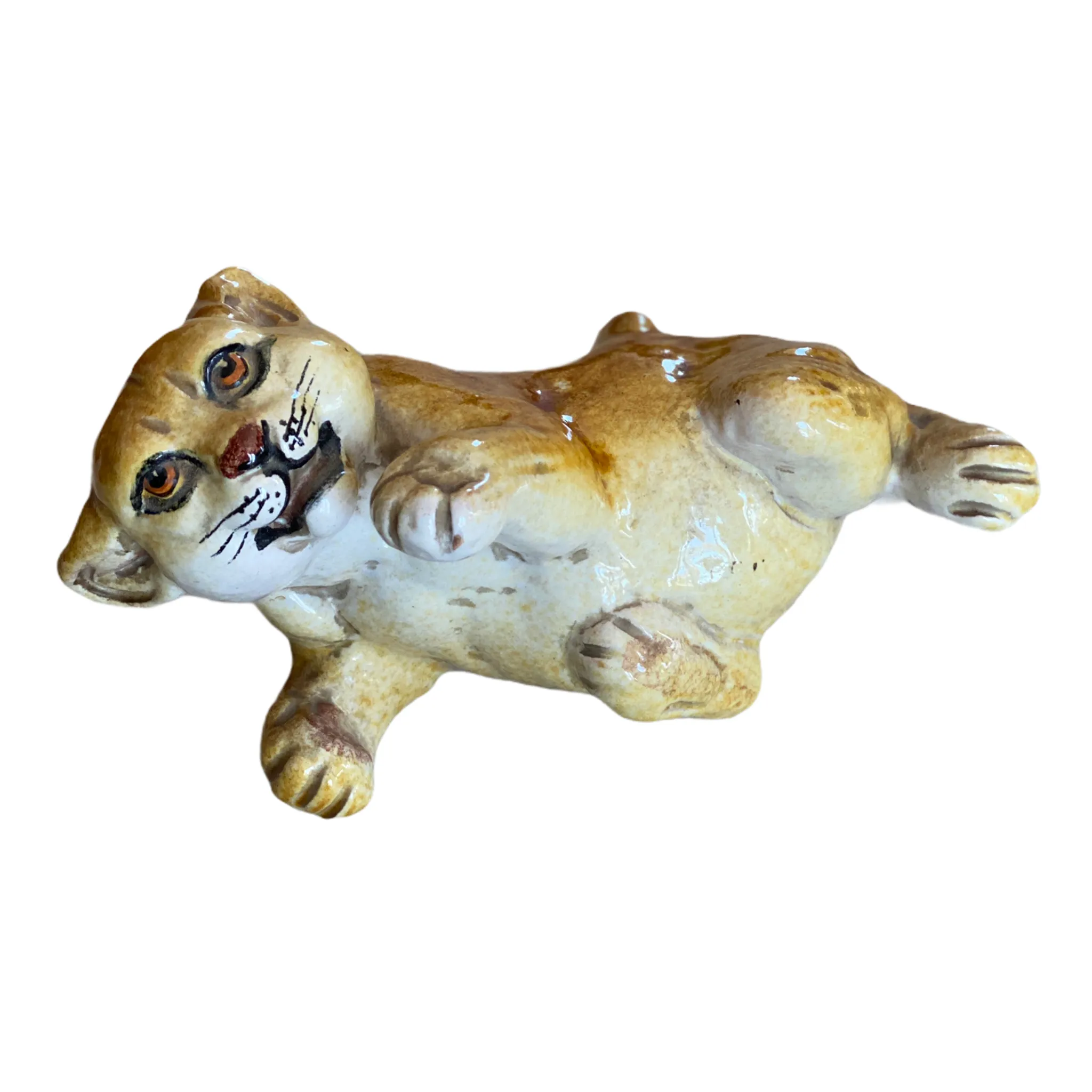 Vintage Italian pottery tiger cub figurine