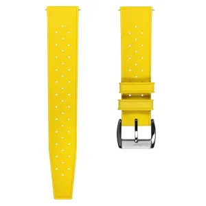 WatchGecko Vintage Tropical Style FKM Rubber Watch Strap - Yellow